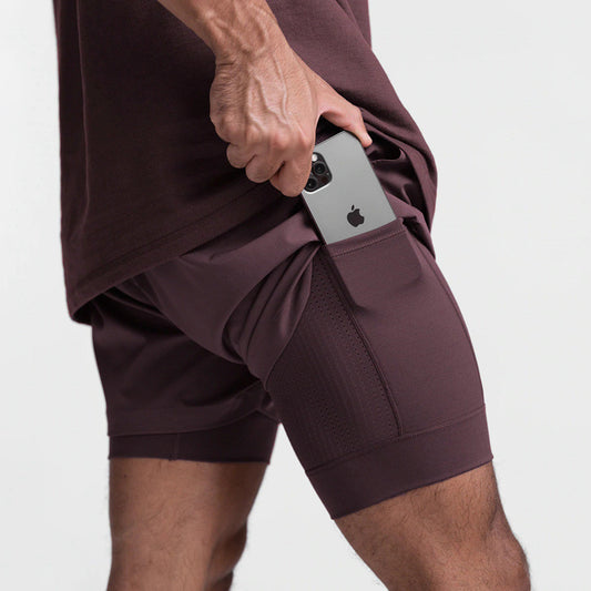 New Men's Sports Shorts 2 In 1 Running Shorts Men's Double Layer