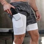 Double layer Sport Shorts Men Sportswear Quick dry Plus Size Fitness