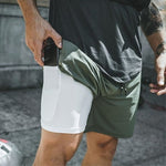 Double layer Sport Shorts Men Sportswear Quick dry Plus Size Fitness