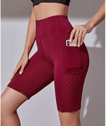 Mesh Pocket Yoga Shorts Fitness High Waist Elastic Breathable Moisture