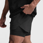 New Men's Sports Shorts 2 In 1 Running Shorts Men's Double Layer