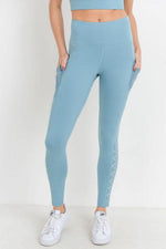Highwaist Hybrid Mesh & Lattice Straps Full Pocket Leggings