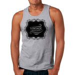 Mens Tank Top Fitness Shirt Vintage Premium Quality Black Illustration