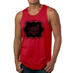 Mens Tank Top Fitness Shirt Vintage Premium Quality Black Illustration